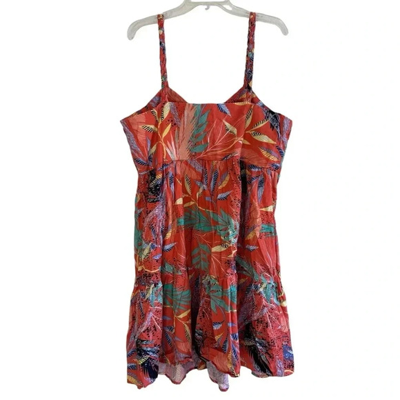 Beachlunchlounge Tropical Mini Dress Braided Straps Colorful Button Front XXL - Picture 2 of 14